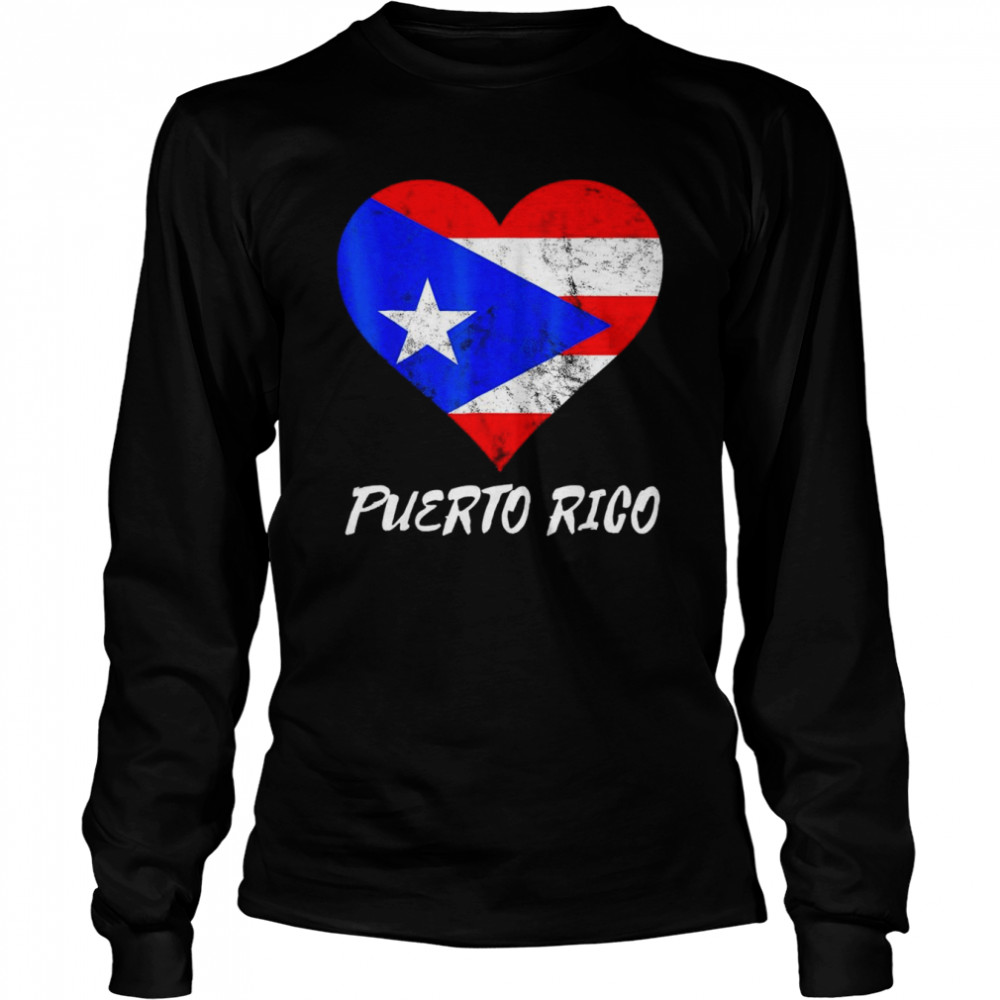Puerto Rico Heart Puertorro Puerto Rican Flag Boricua Roots shirt Long Sleeved T-shirt