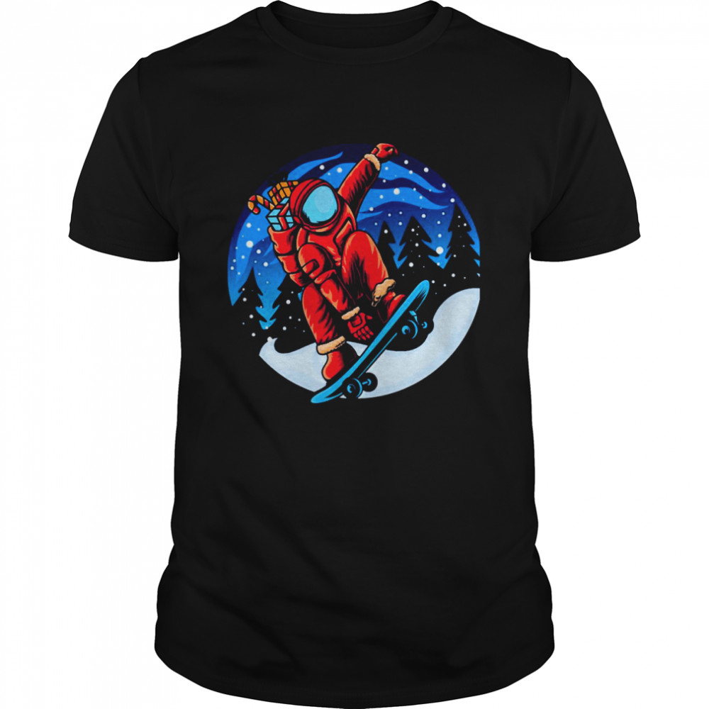 Snowskating Astronaut Christmas Gift shirt Classic Men's T-shirt