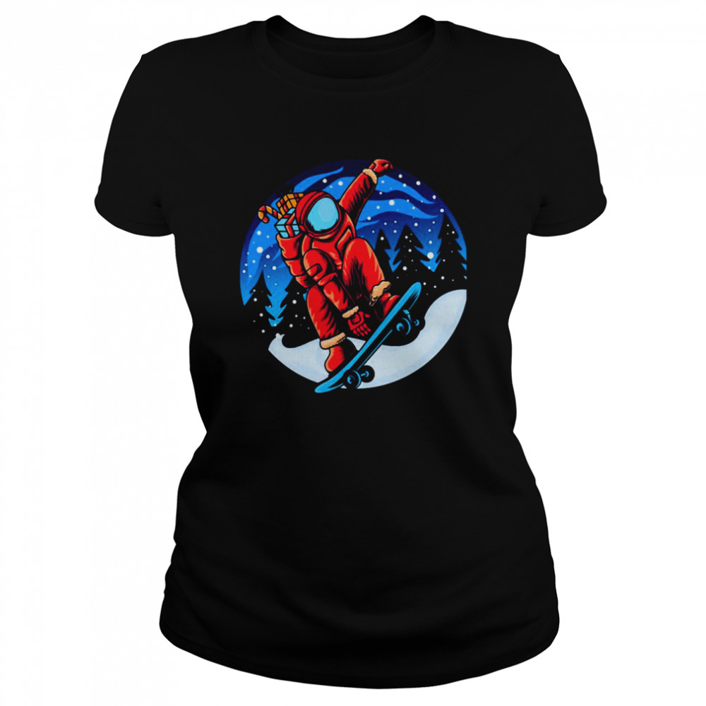 Snowskating Astronaut Christmas Gift shirt Classic Women's T-shirt
