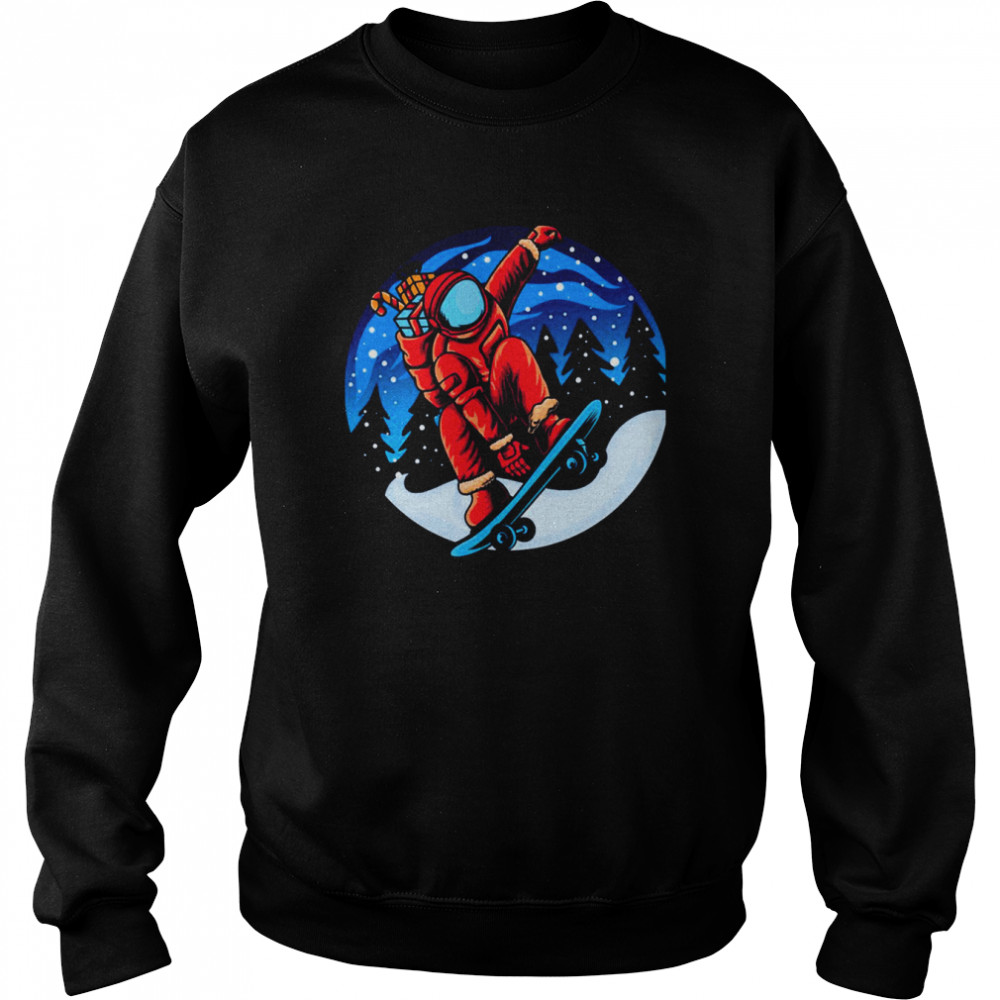 Snowskating Astronaut Christmas Gift shirt Unisex Sweatshirt