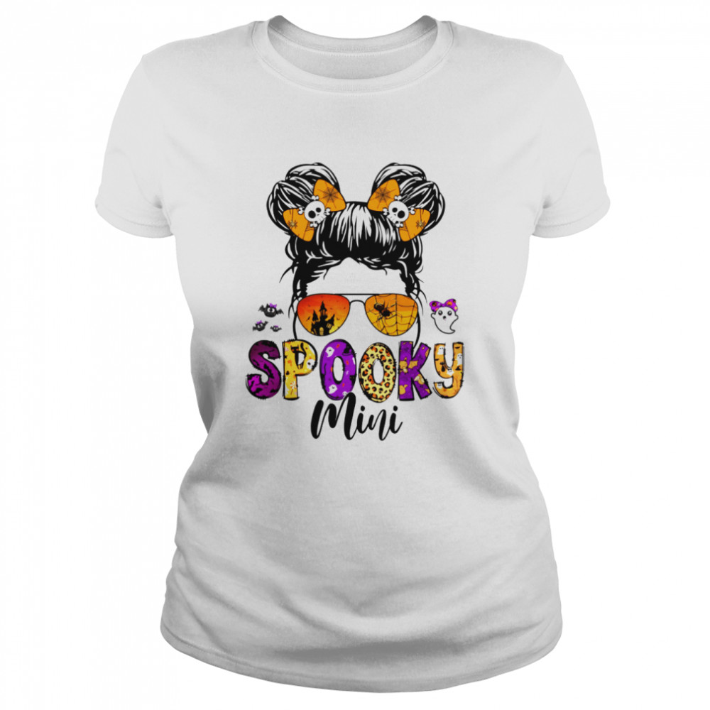 Spooky Mini Cute Messy Bun Girl Halloween shirt Classic Women's T-shirt