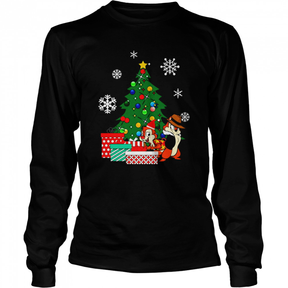 Around The Cartoon Chip N Dale Rangers Christmas Tree shirt Long Sleeved T-shirt