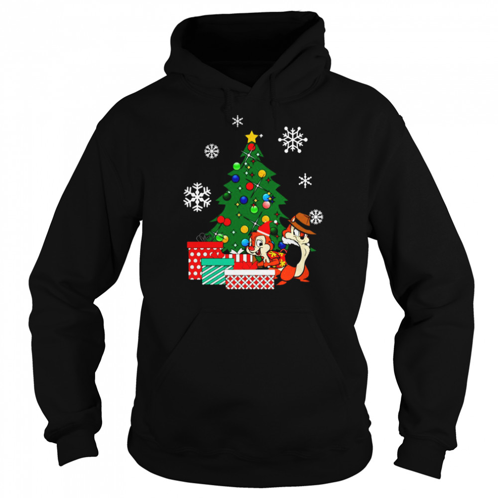Around The Cartoon Chip N Dale Rangers Christmas Tree shirt Unisex Hoodie