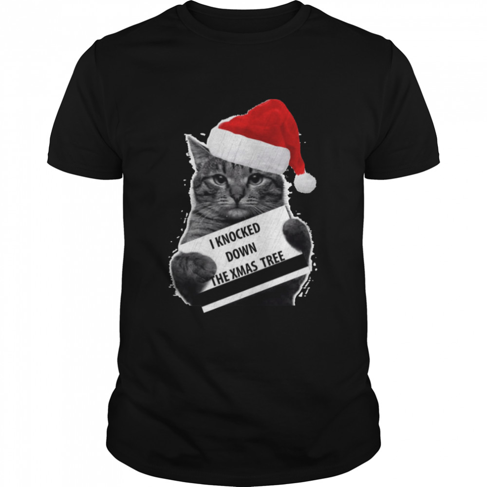 Cat Knock Down The Xmas Tree Merry Christmas shirt Classic Men's T-shirt