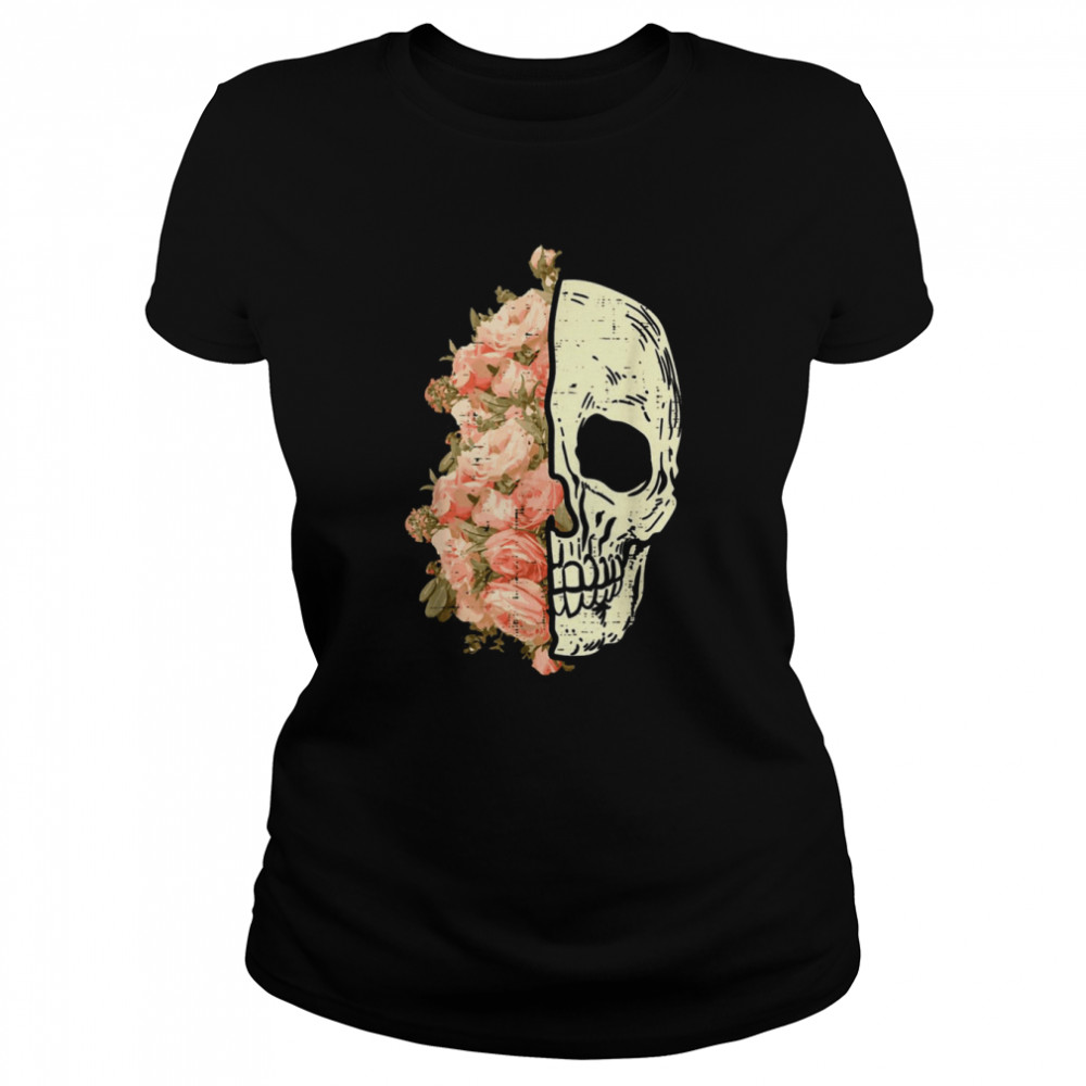 Floral Skull Skeleton Flowers Halloween Costume shirt Classic Women's T-shirt