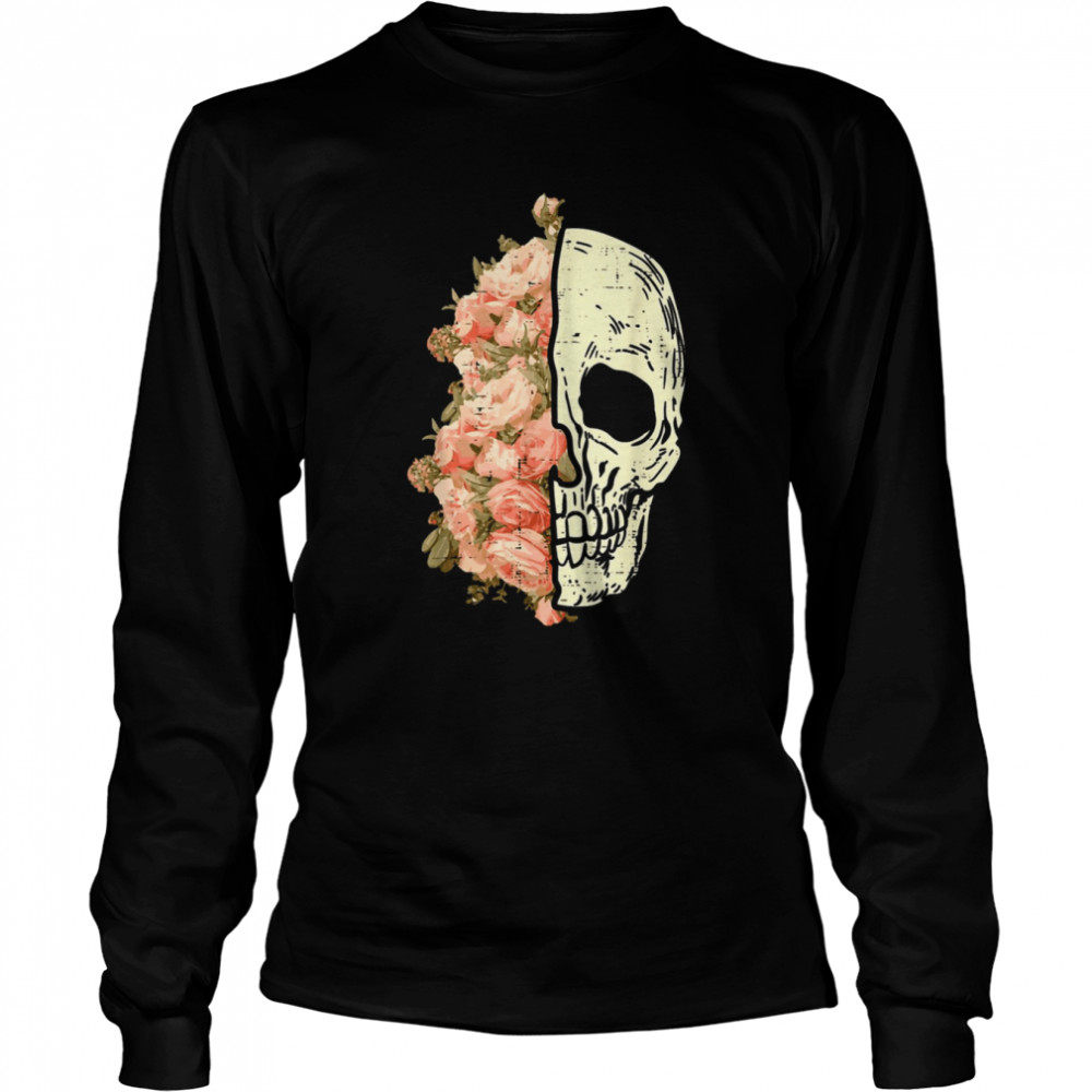 floral skull skeleton flowers halloween costume shirt long sleeved t shirt