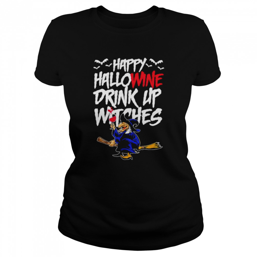 happy hallowine drink up witches halloween outfit shirt classic womens t shirt