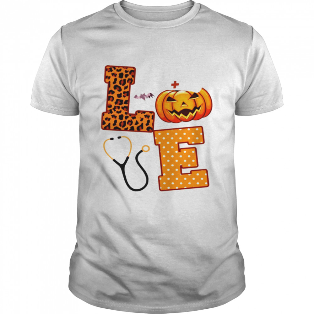 Love Halloween Nurse Health Worker Halloween Pattern shirt Classic Men's T-shirt