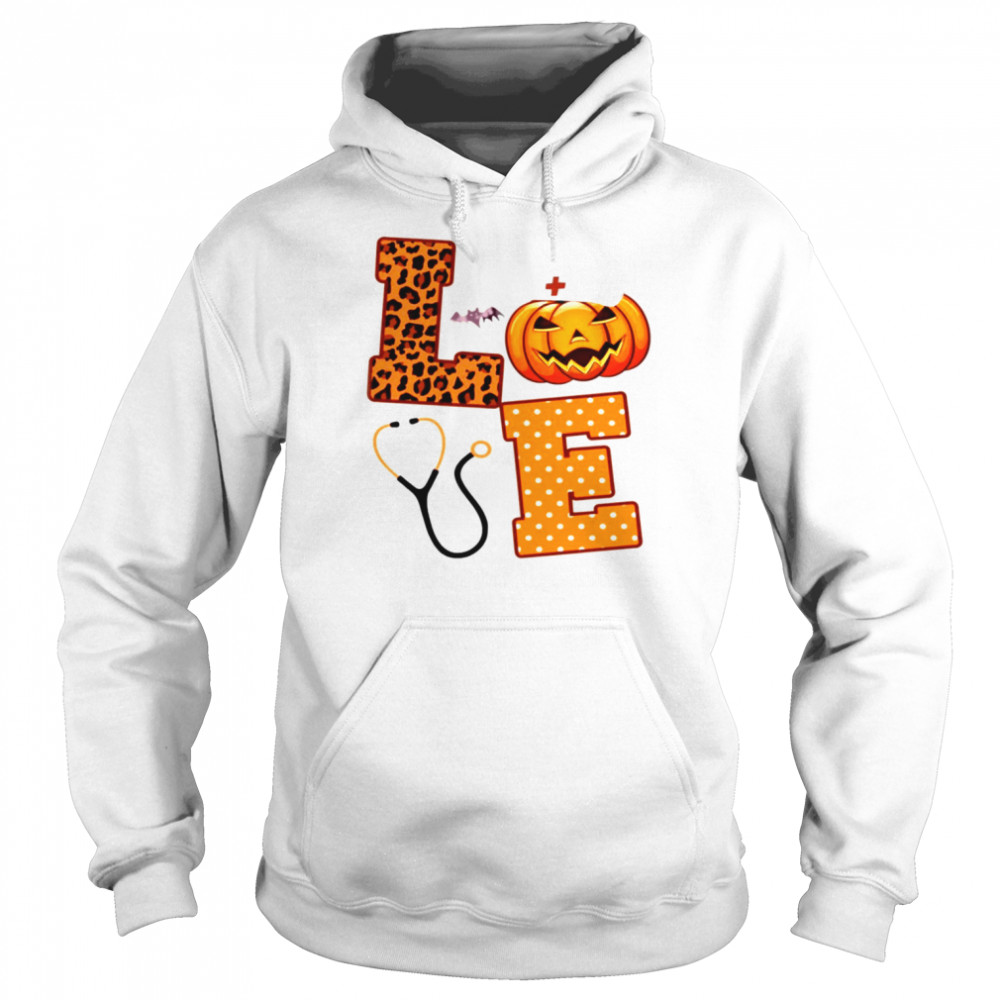 Love Halloween Nurse Health Worker Halloween Pattern shirt Unisex Hoodie