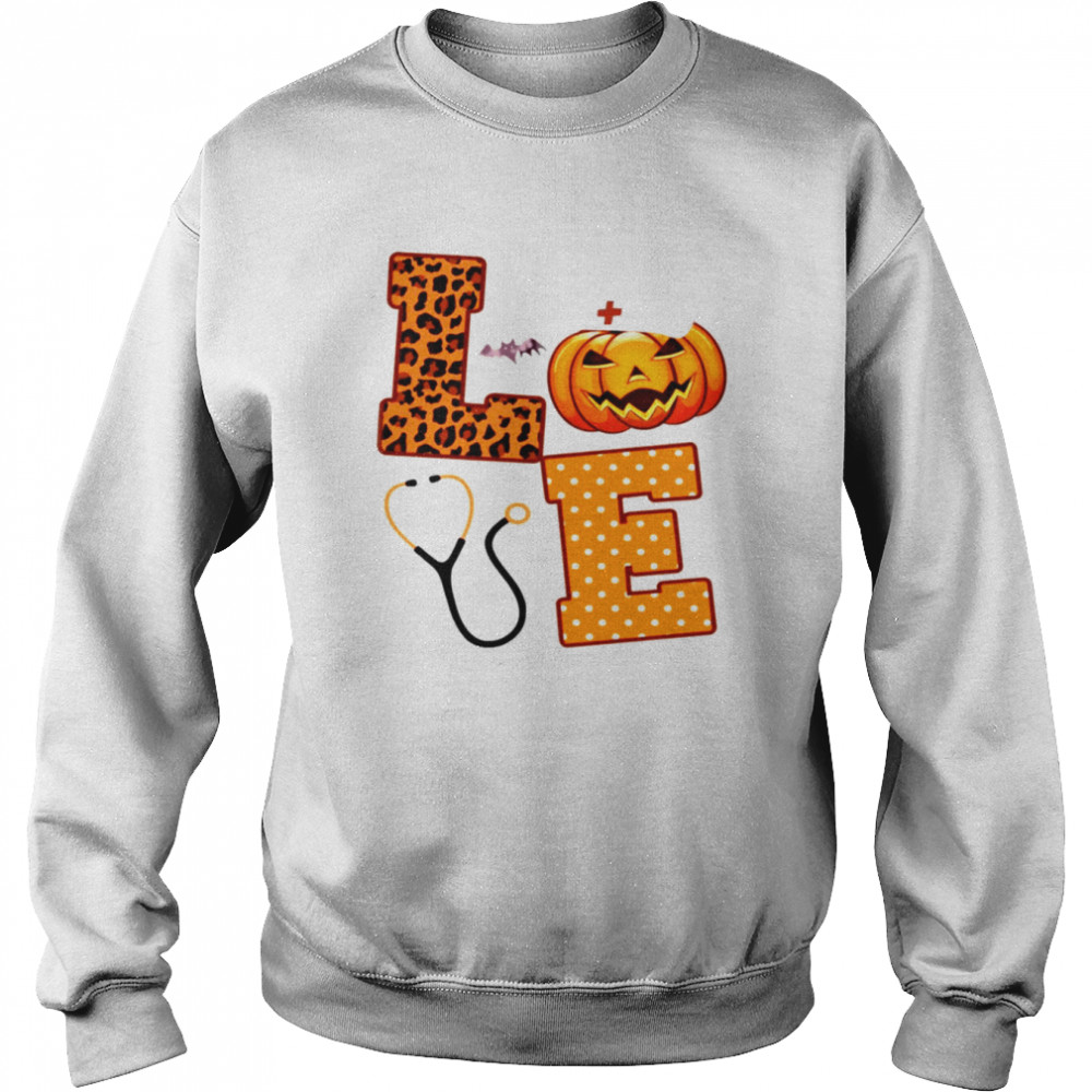 love halloween nurse health worker halloween pattern shirt unisex sweatshirt