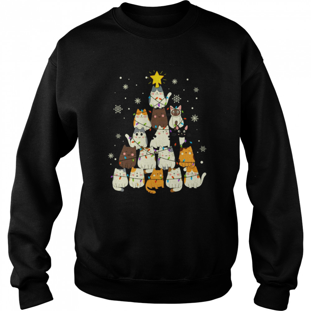 Meow Christmas Tree Cats Funny shirt Unisex Sweatshirt