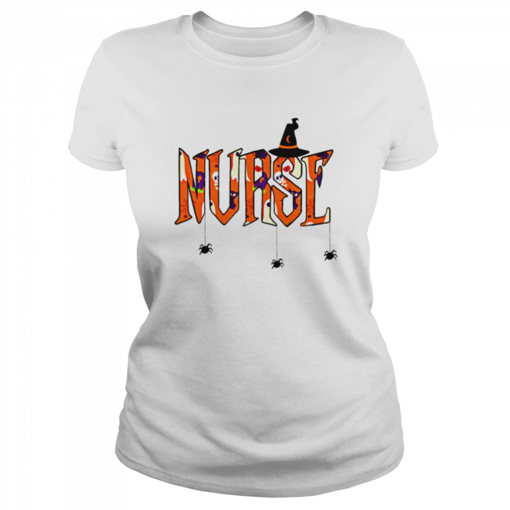 nurse nursing cute health worker halloween pattern shirt classic womens t shirt