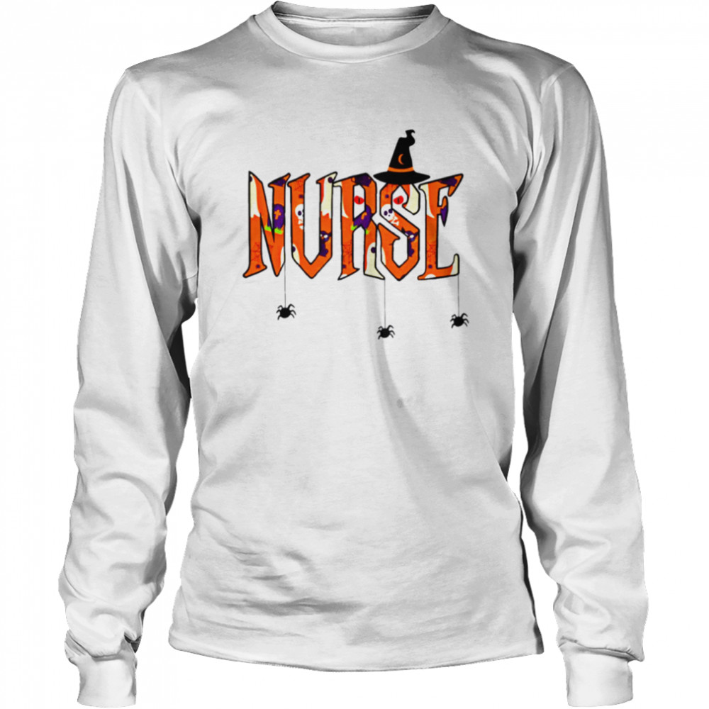 Nurse Nursing Cute Health Worker Halloween Pattern shirt Long Sleeved T-shirt