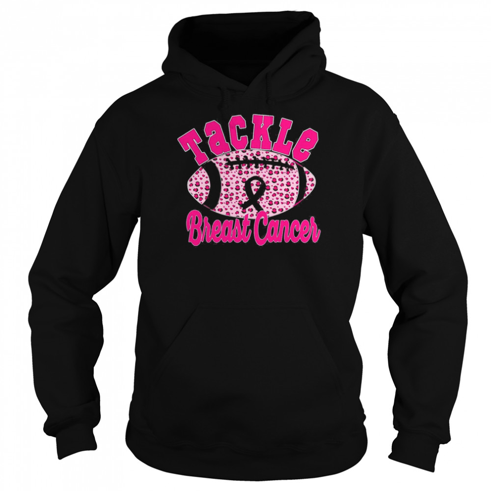 Tackle Breast Cancer Awareness Pink Ribbon Leopard Football Breast Cancer Awareness  Unisex Hoodie