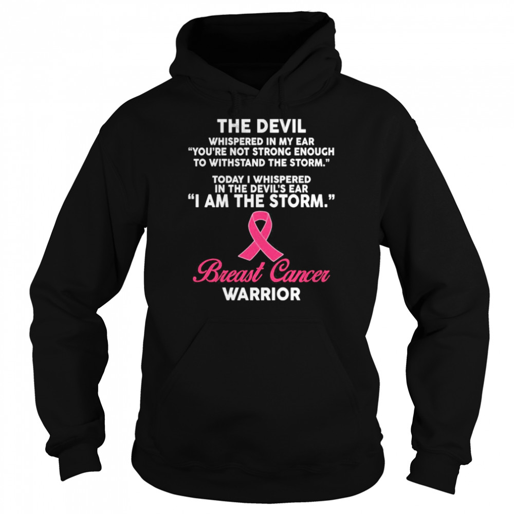 the devil whispered in my ear breast cancer awareness unisex hoodie