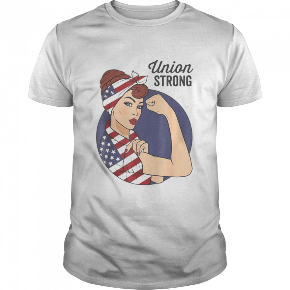 Union Labor Day For Women Rosie the Riveter USA Flag  Classic Men's T-shirt