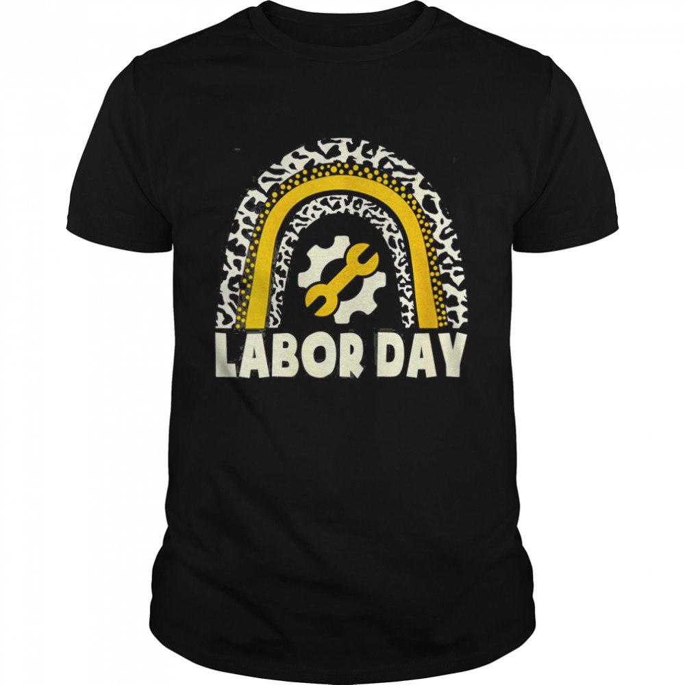 Women’s Labor Day For Women Girls Kids Cute Leopard Rainbow  Classic Men's T-shirt