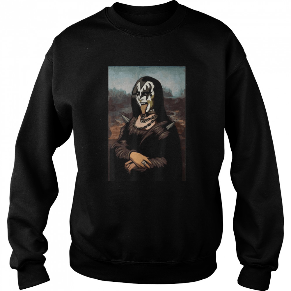Rock N Roll Band Kiss Halloween Mona Lisa Painting shirt Unisex Sweatshirt