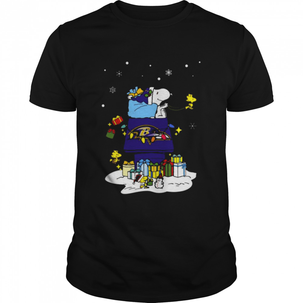 Baltimore Ravens Santa Snoopy Wish You A Merry Christmas 2022 Shirt