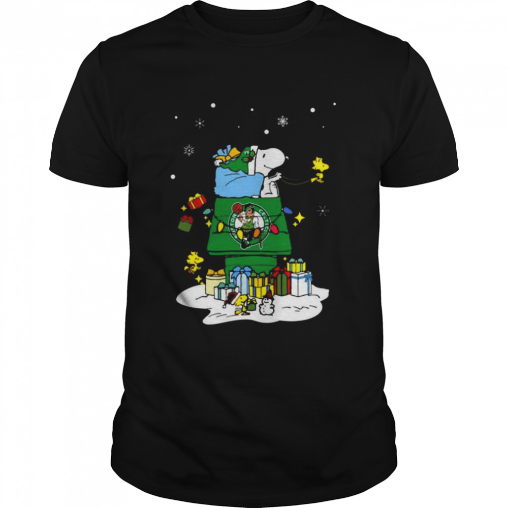 Boston Celtics Santa Snoopy Wish You A Merry Christmas 2022 Shirt