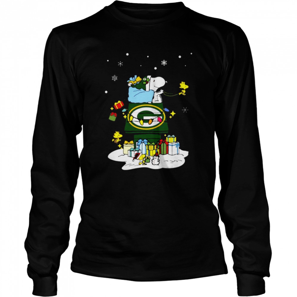 Green Bay Packers Santa Snoopy Wish You A Merry Christmas 2022 Long Sleeved T-shirt