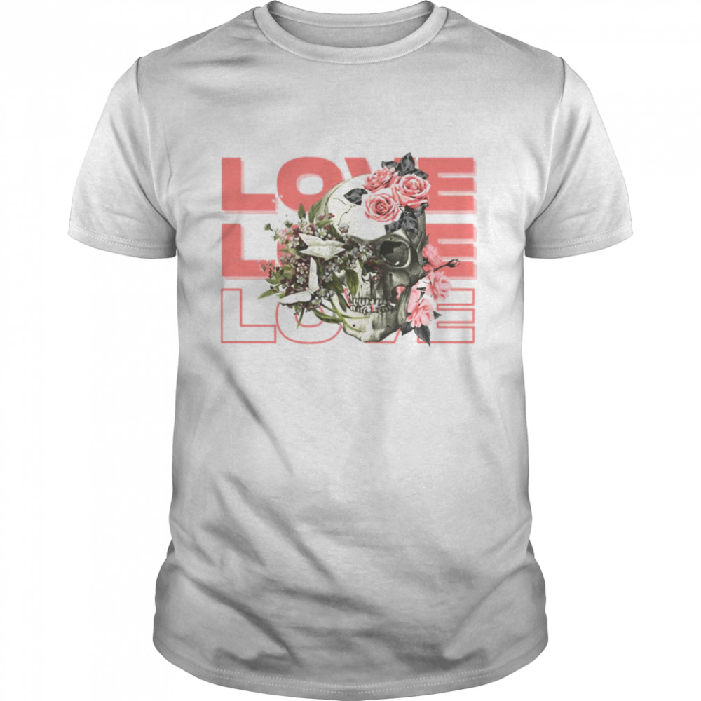Love Halloween Skull Pink Roses shirt