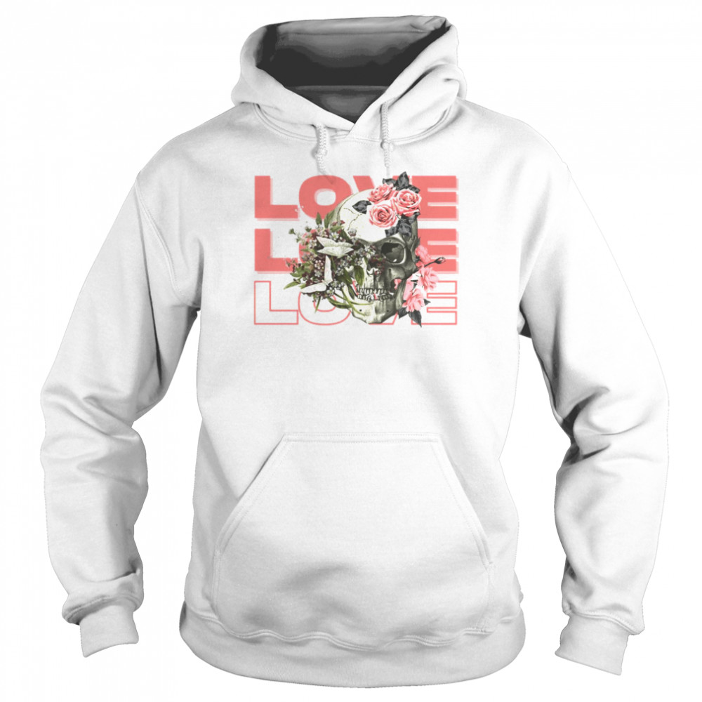 Love Halloween Skull Pink Roses shirt Unisex Hoodie