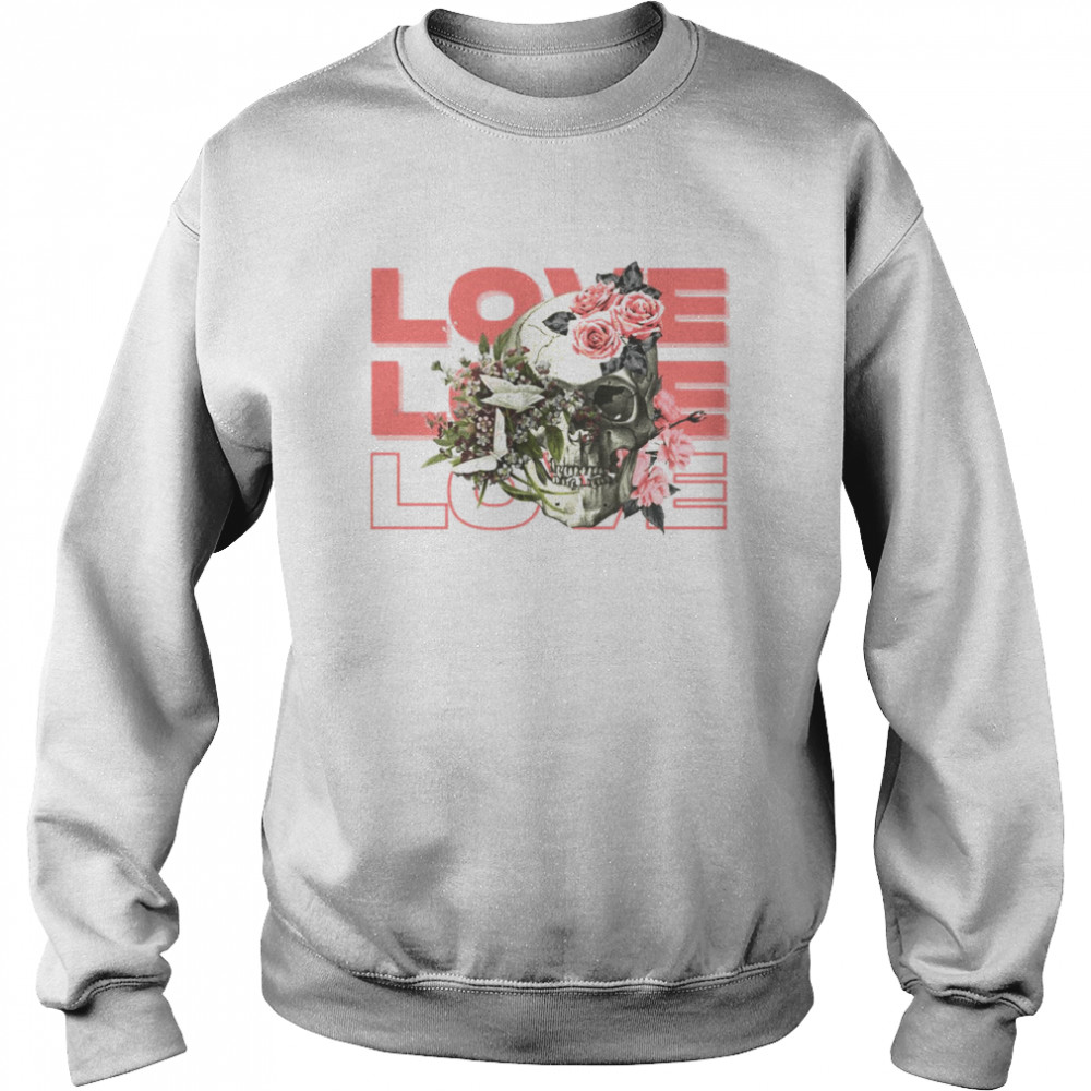 Love Halloween Skull Pink Roses shirt Unisex Sweatshirt