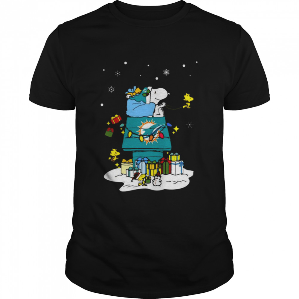 Miami Dolphins Santa Snoopy Wish You A Merry Christmas 2022 Shirt