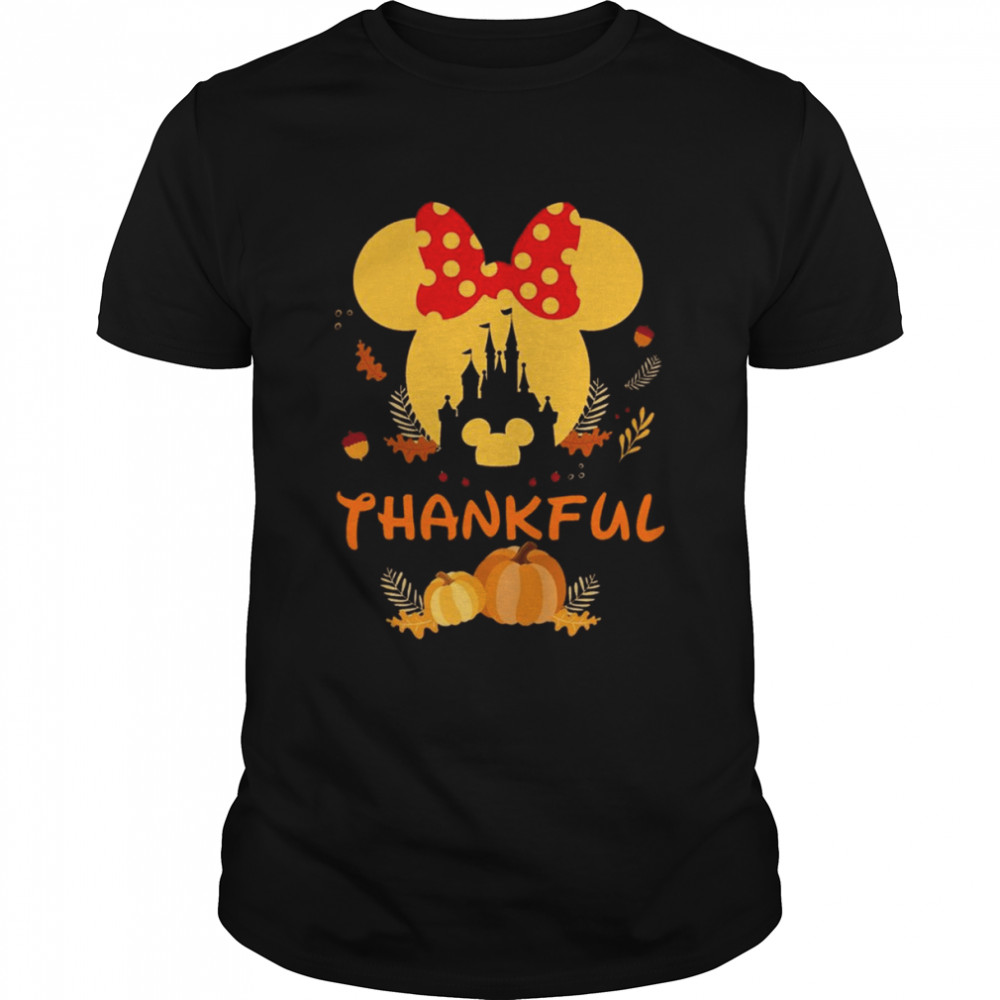 Thanksgiving Minnie Head With Black Castle Pumpkin Disney Thanksgiving Shirts