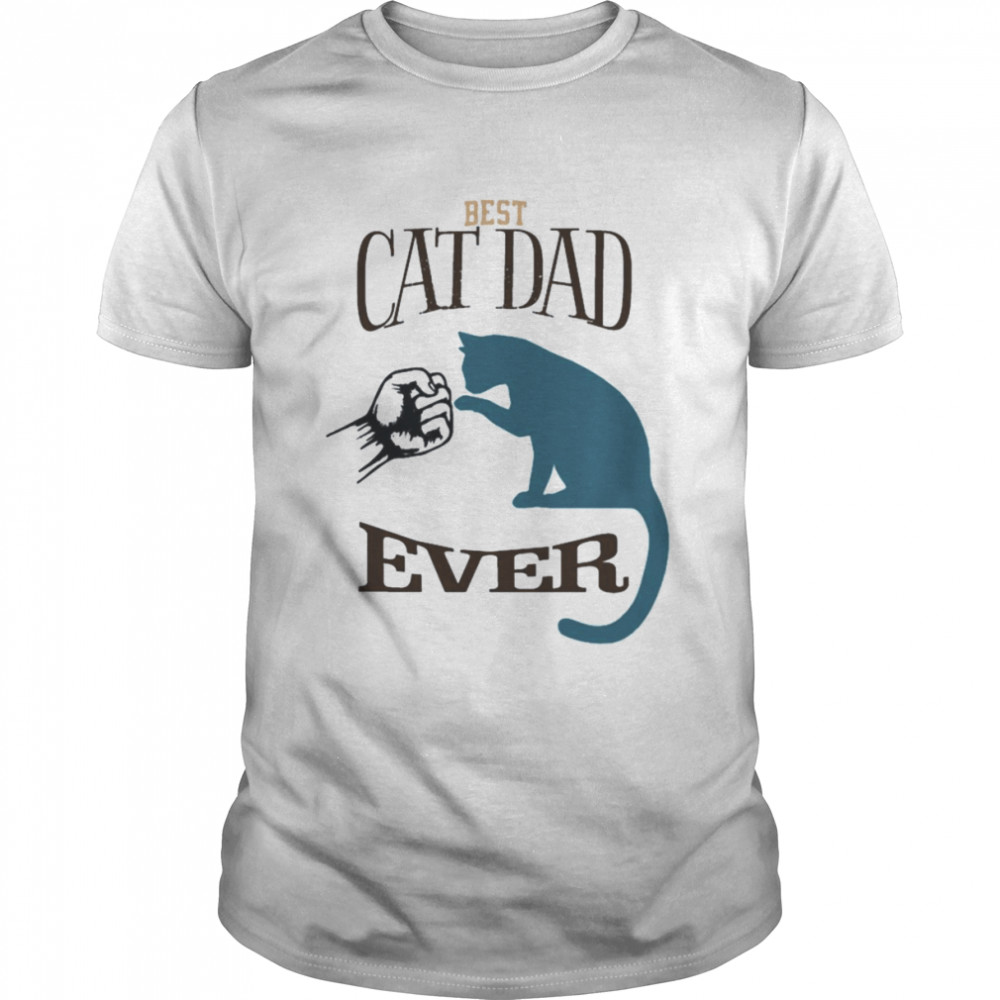 Best Cat Dad Ever Fist Bump Blue Cat Personalized Cat Dad  Classic Men's T-shirt