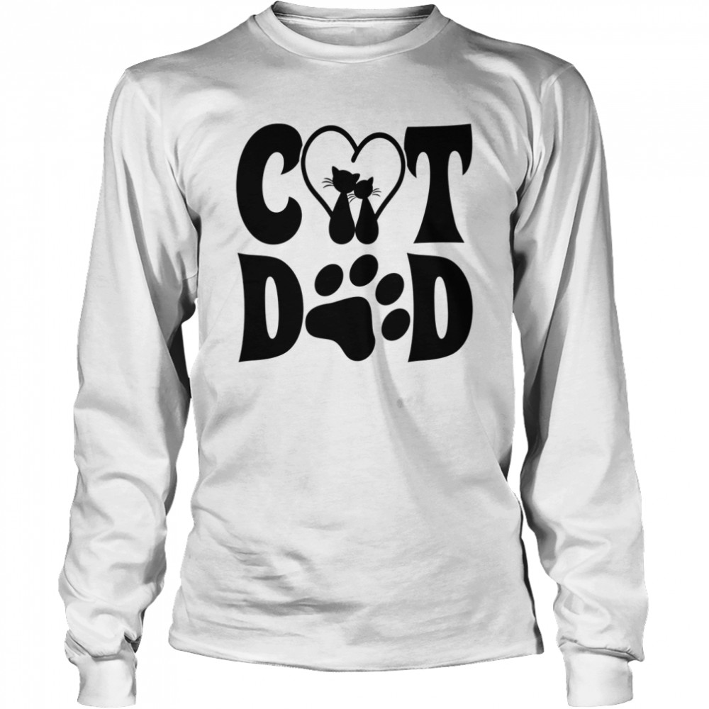 cat dad heart personalized cat dad long sleeved t shirt