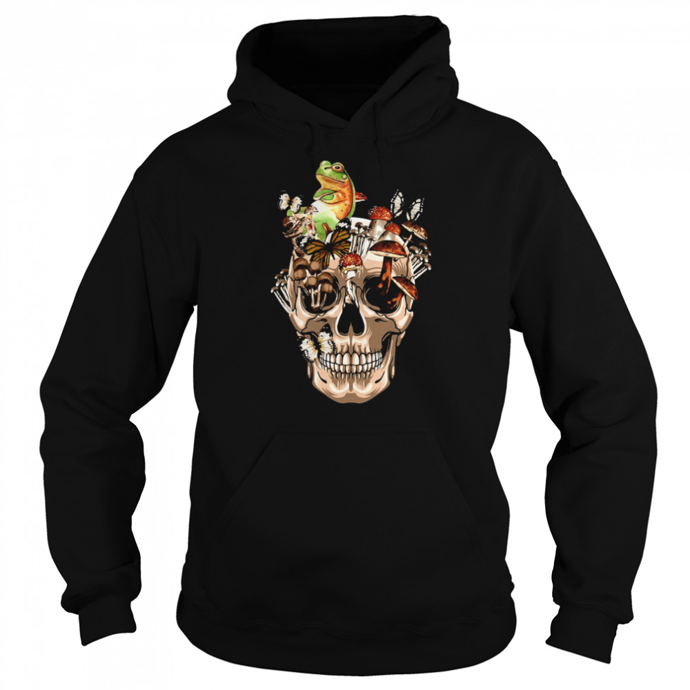 Halloween Cottagecore Frog Vintage Skull shirt Unisex Hoodie