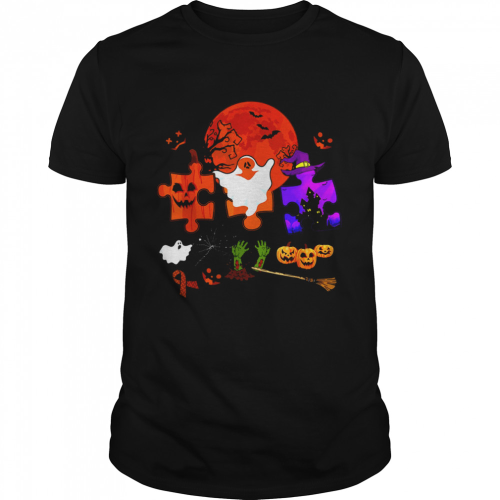 Halloween Three Puzzles Scary Witch Pumpkin s Classic Men's T-shirt