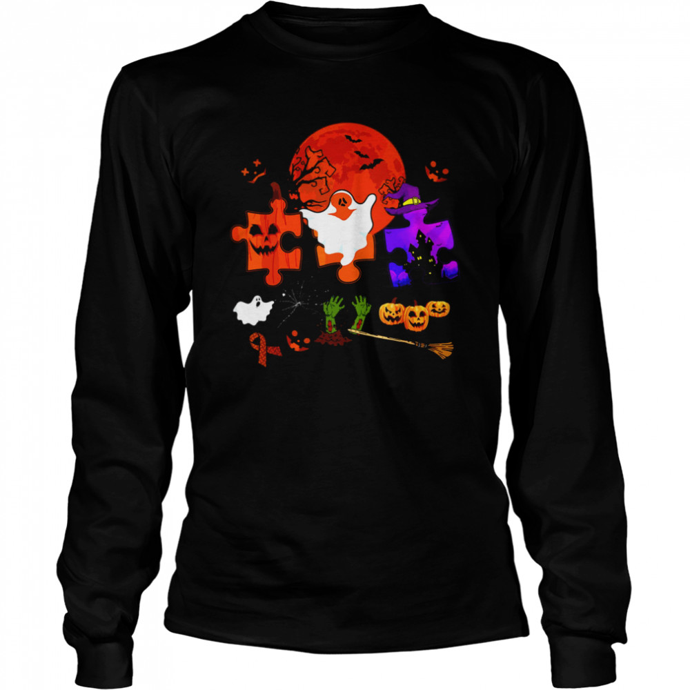 halloween three puzzles scary witch pumpkin s long sleeved t shirt