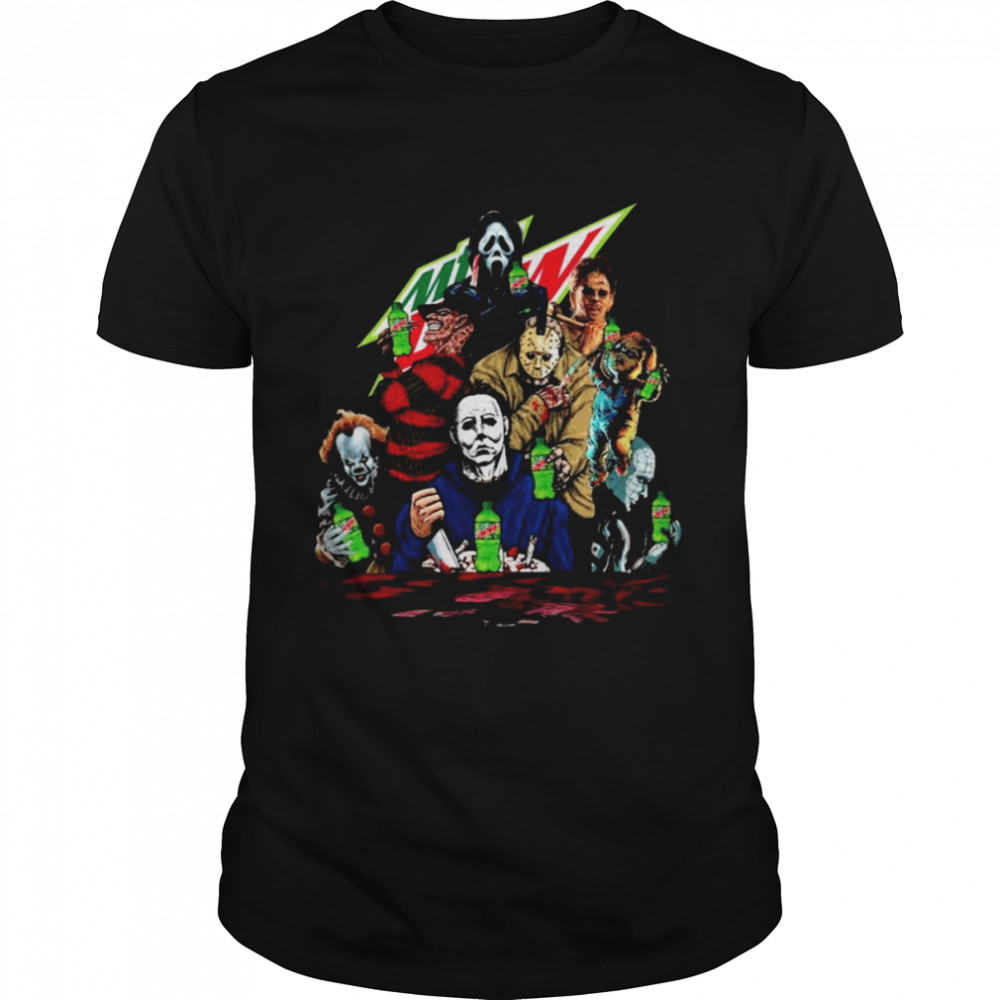 Horror Movie Characters drink Mountain Dew Halloween 2022 shirt