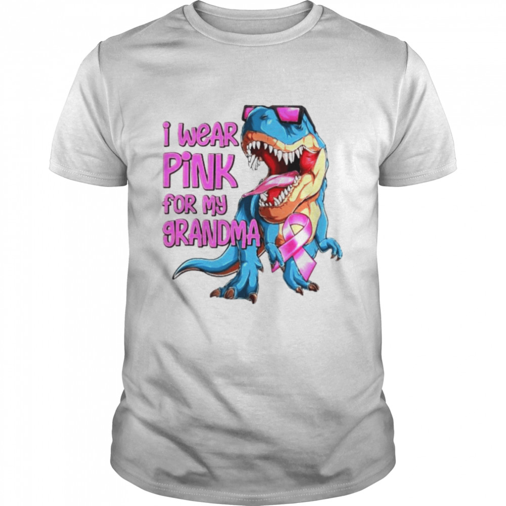 I wear pink for my grandma breast cancer awareness dinosaur shirt Classic Men's T-shirt