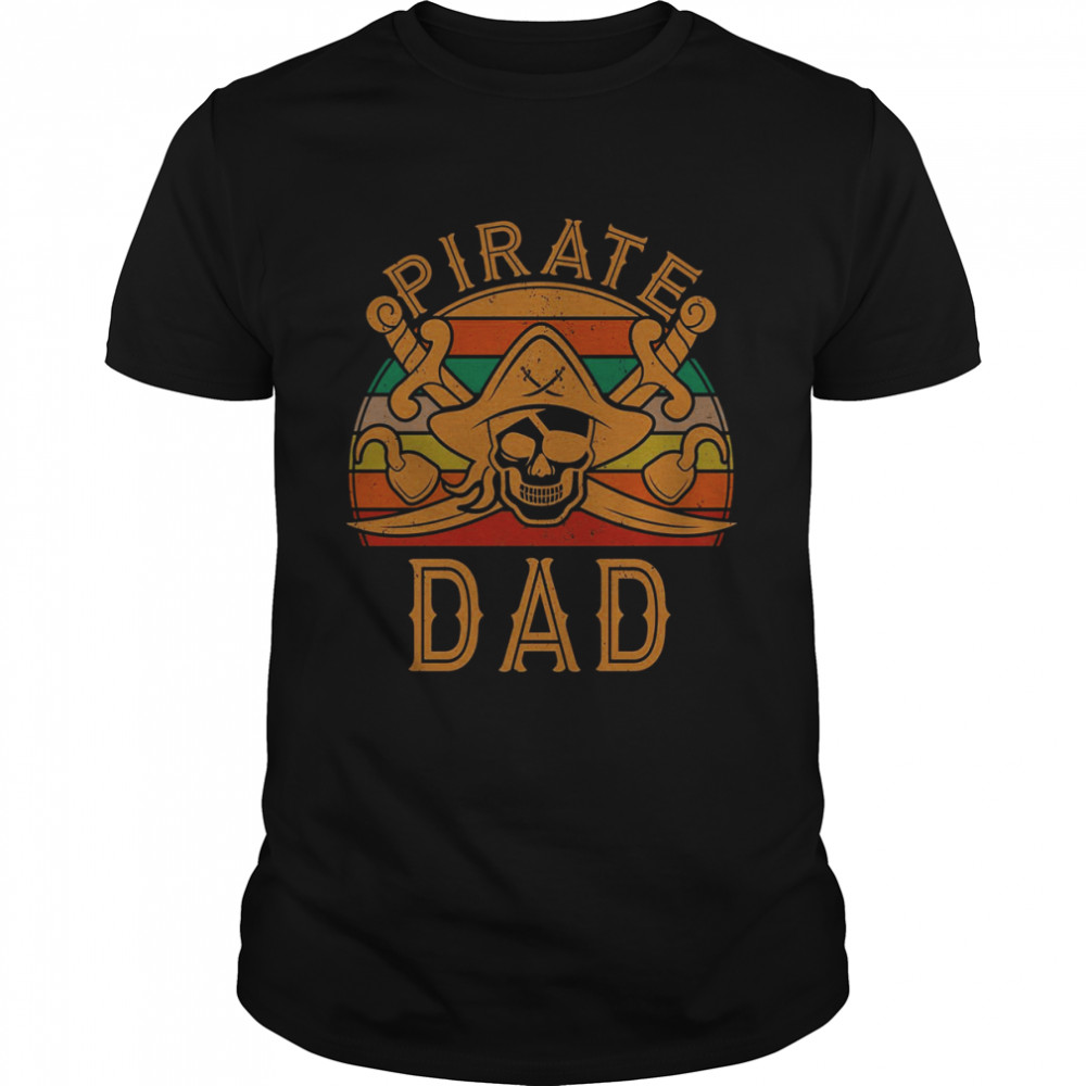 Pirate Dad Gift Jolly Roger Flag Captain Halloween Single Dad s Classic Men's T-shirt