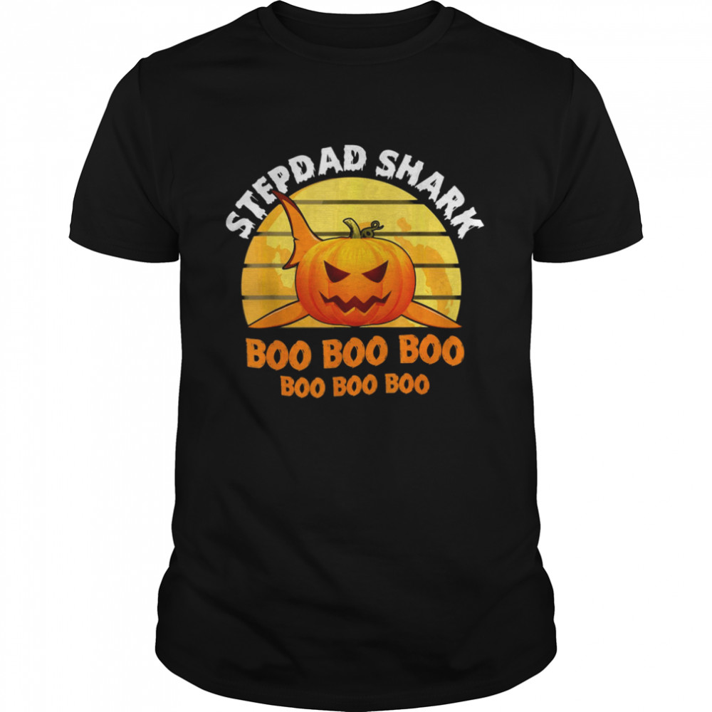 Stepdad Shark Boo Pumpkin Halloween Stepdad s Classic Men's T-shirt