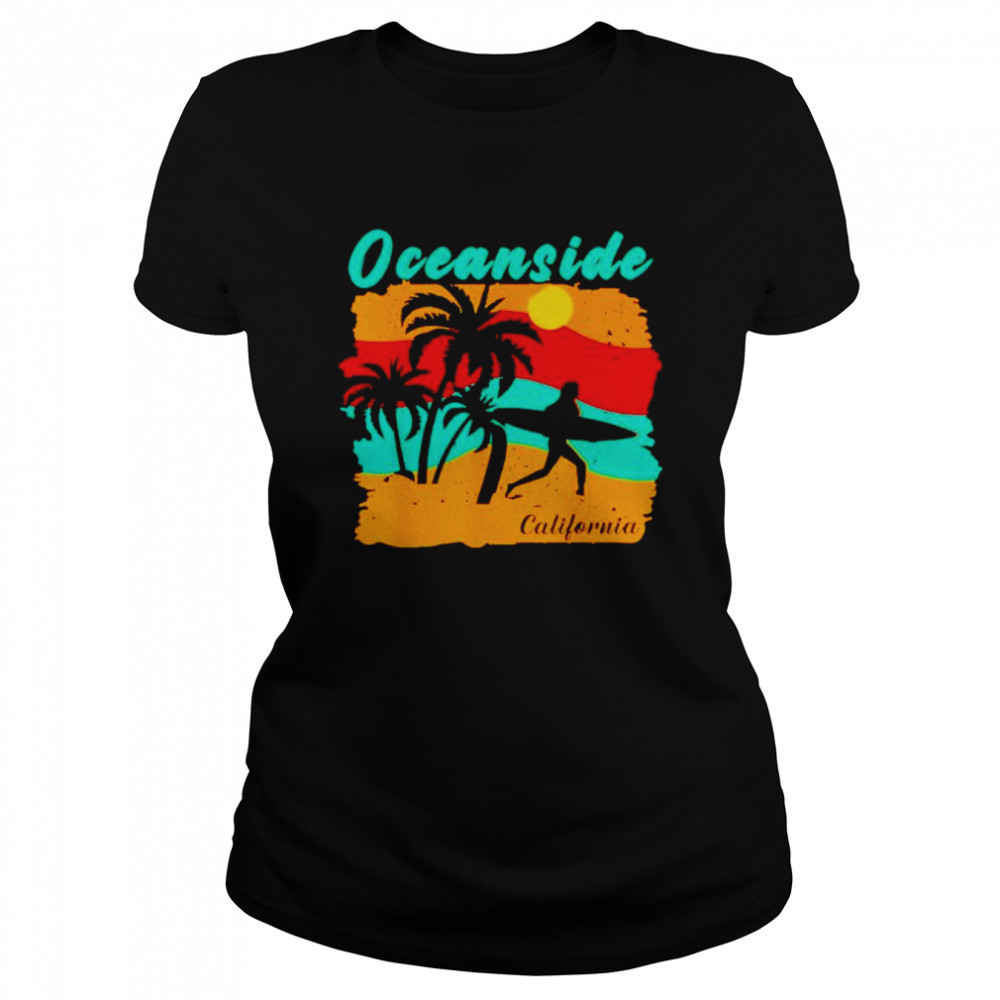 Vintage sunset beach surfing oceanside California shirt Classic Women's T-shirt