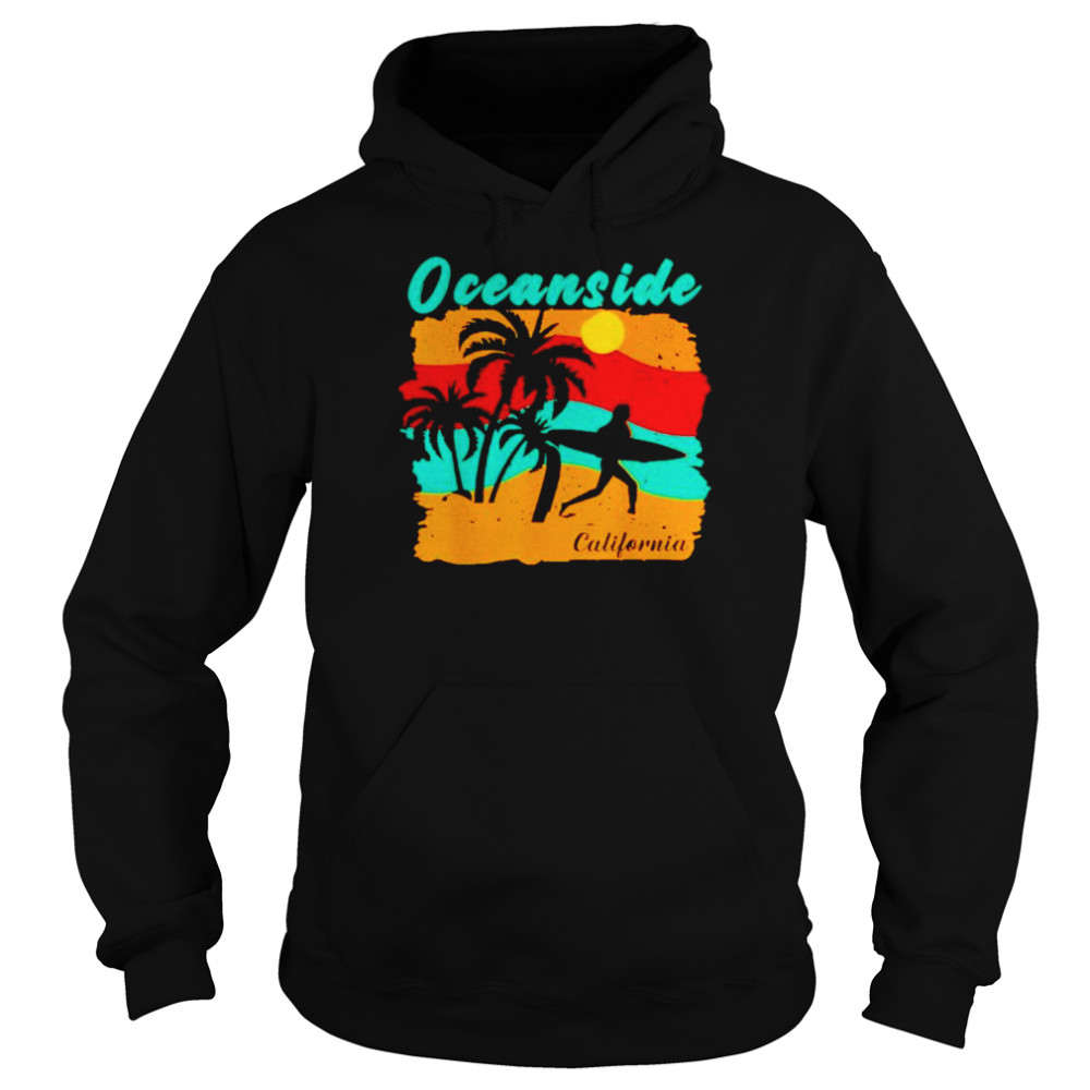 Vintage sunset beach surfing oceanside California shirt Unisex Hoodie