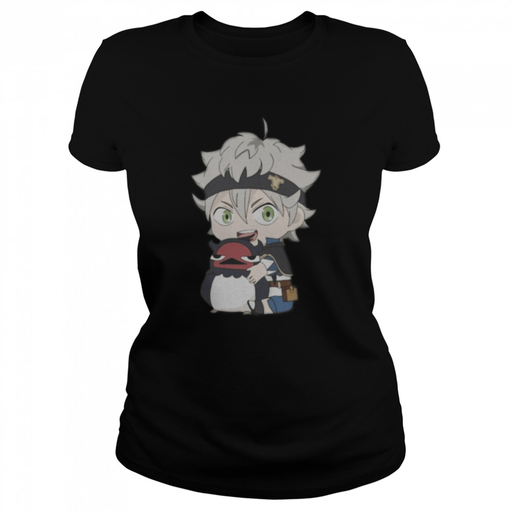 Anime Black Clover Asta And Nero Bird Black Bulls Squad Chibi shirt Classic Women's T-shirt