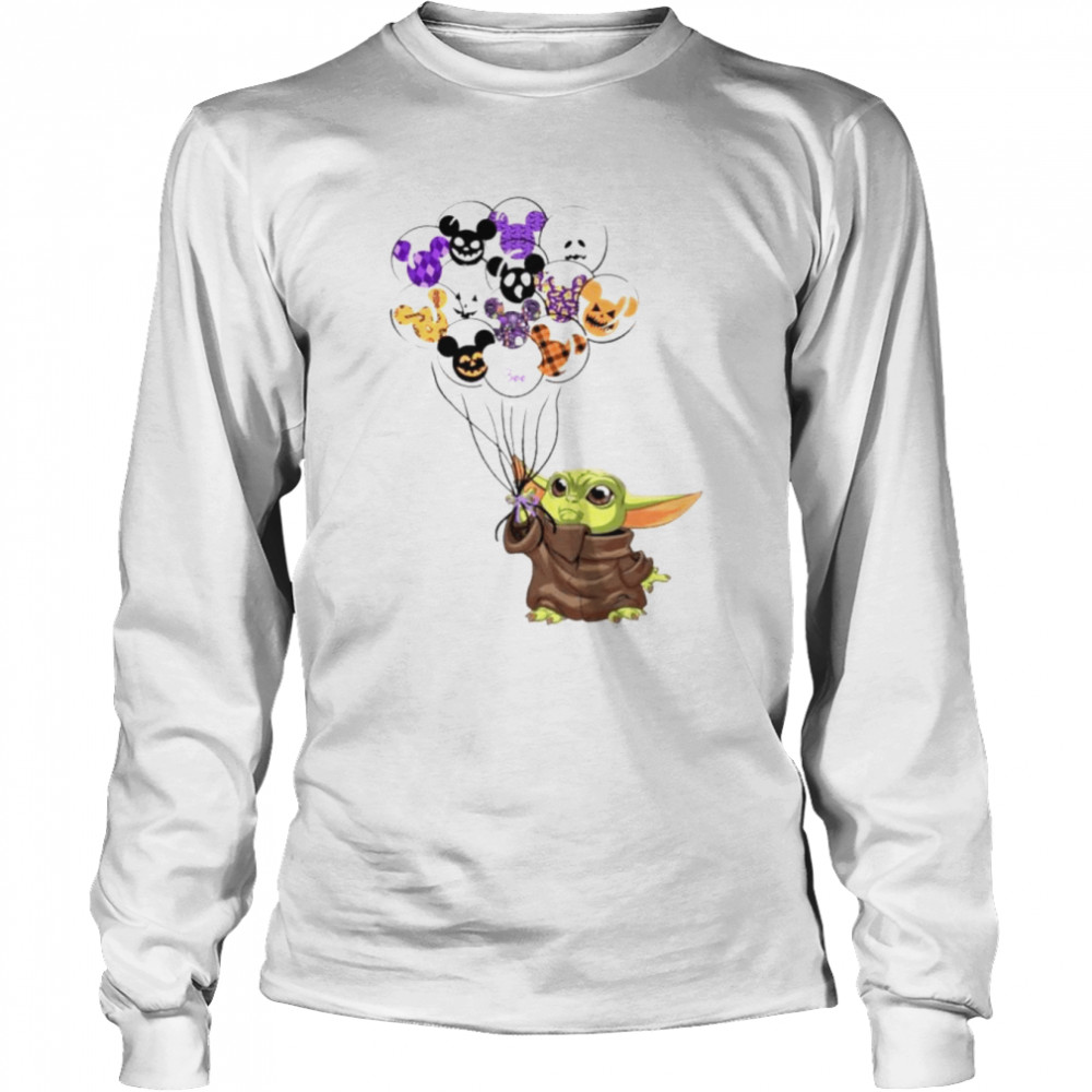Baby Yoda Holding Balloon Halloween shirt Long Sleeved T-shirt