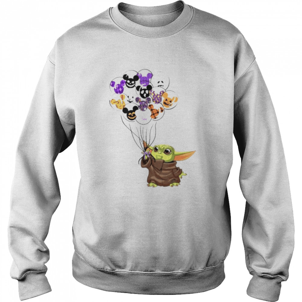 Baby Yoda Holding Balloon Halloween shirt Unisex Sweatshirt