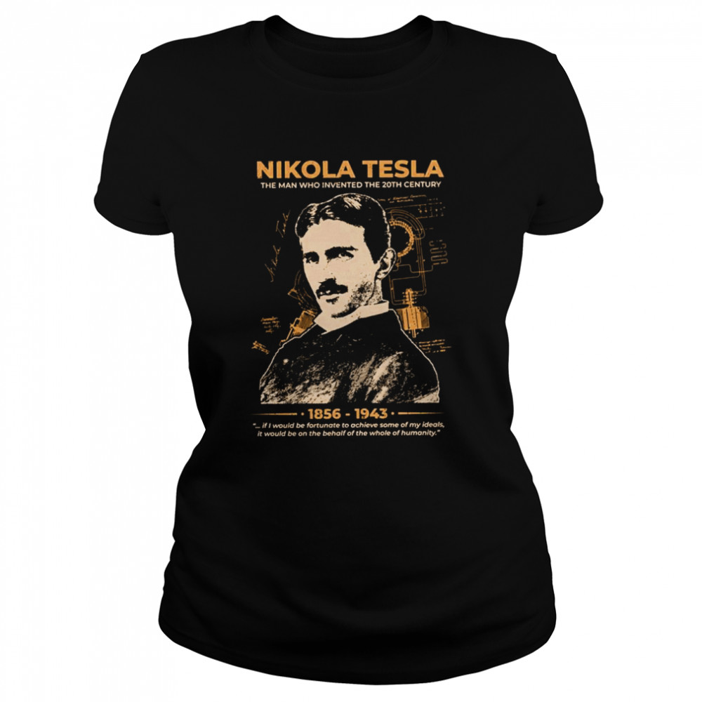 cool portrait of scientist nikola tesla shirt classic womens t shirt