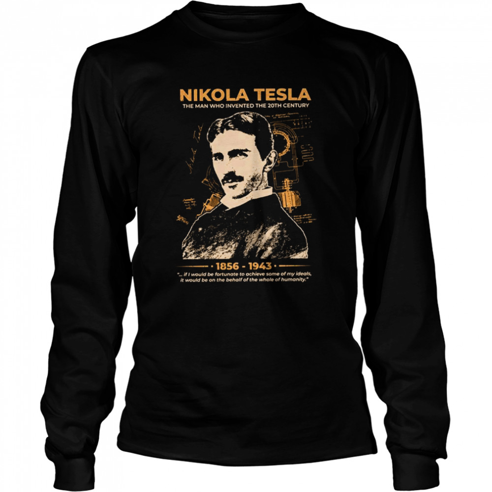 Cool Portrait Of Scientist Nikola Tesla shirt Long Sleeved T-shirt