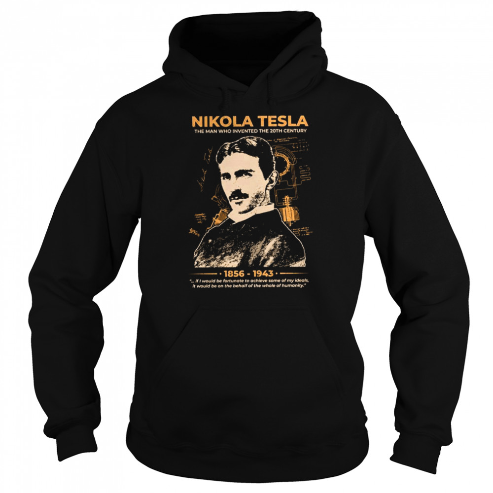 Cool Portrait Of Scientist Nikola Tesla shirt Unisex Hoodie