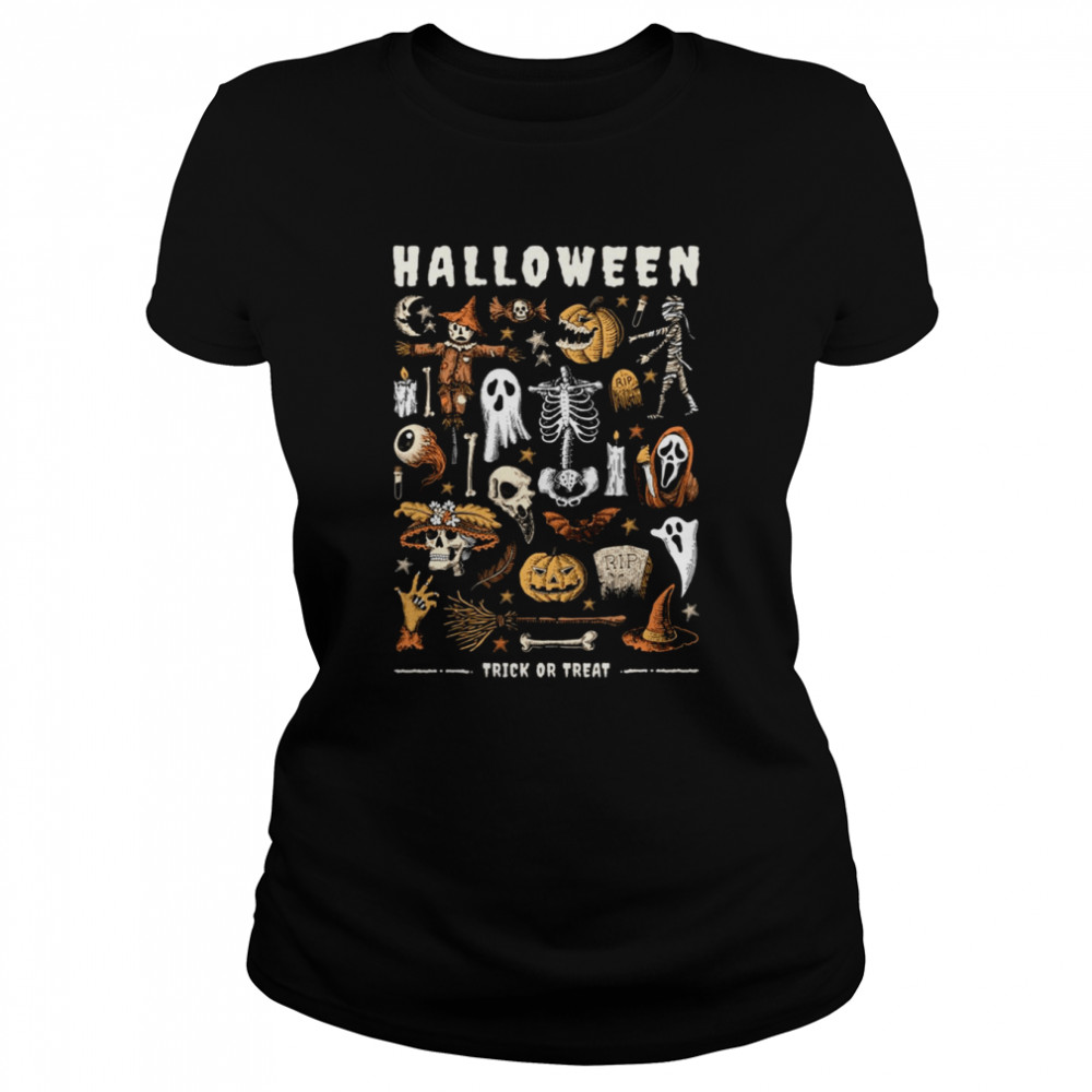 Halloween Horror Nights Pumkin Ghost Skeleton s Classic Women's T-shirt