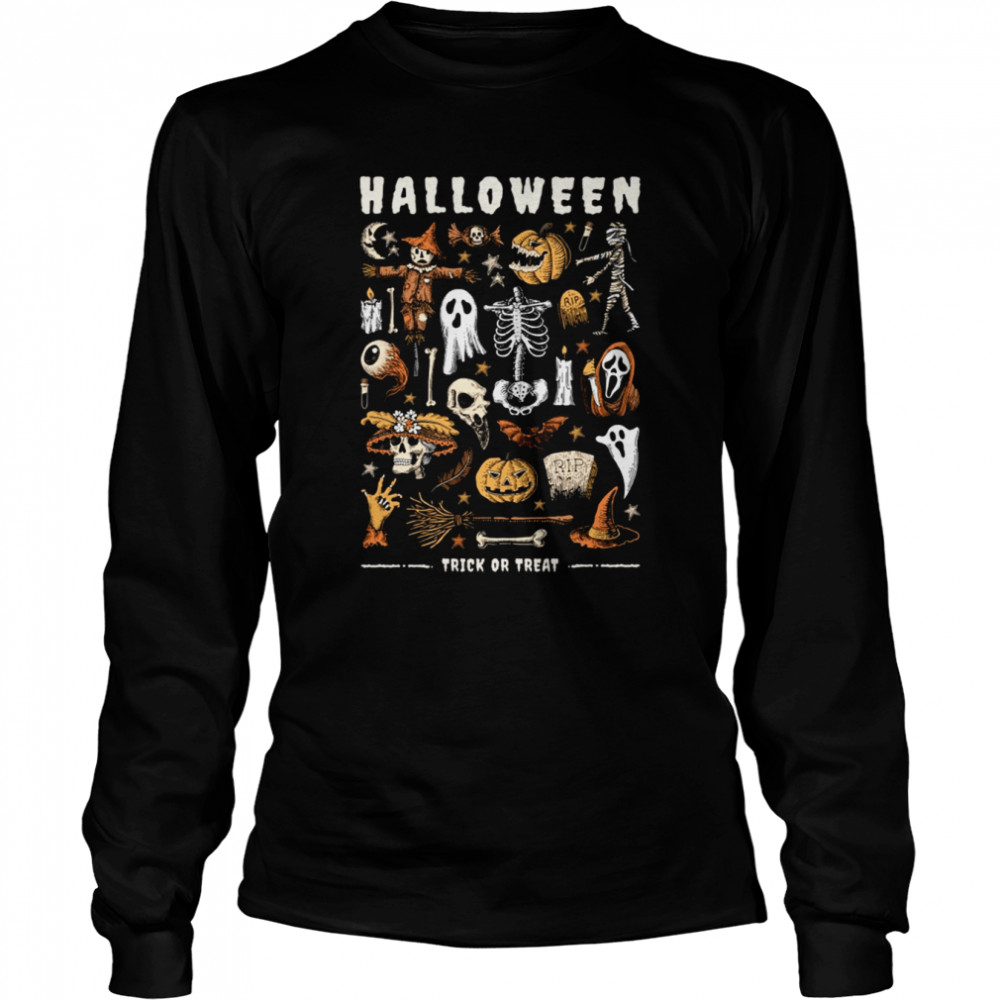 Halloween Horror Nights Pumkin Ghost Skeleton s Long Sleeved T-shirt