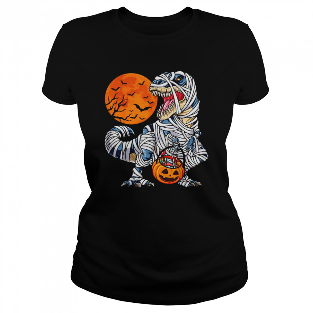 Halloween Horror Nights s Dinosaur T Rex Mummy Pumpkin shirt Classic Women's T-shirt